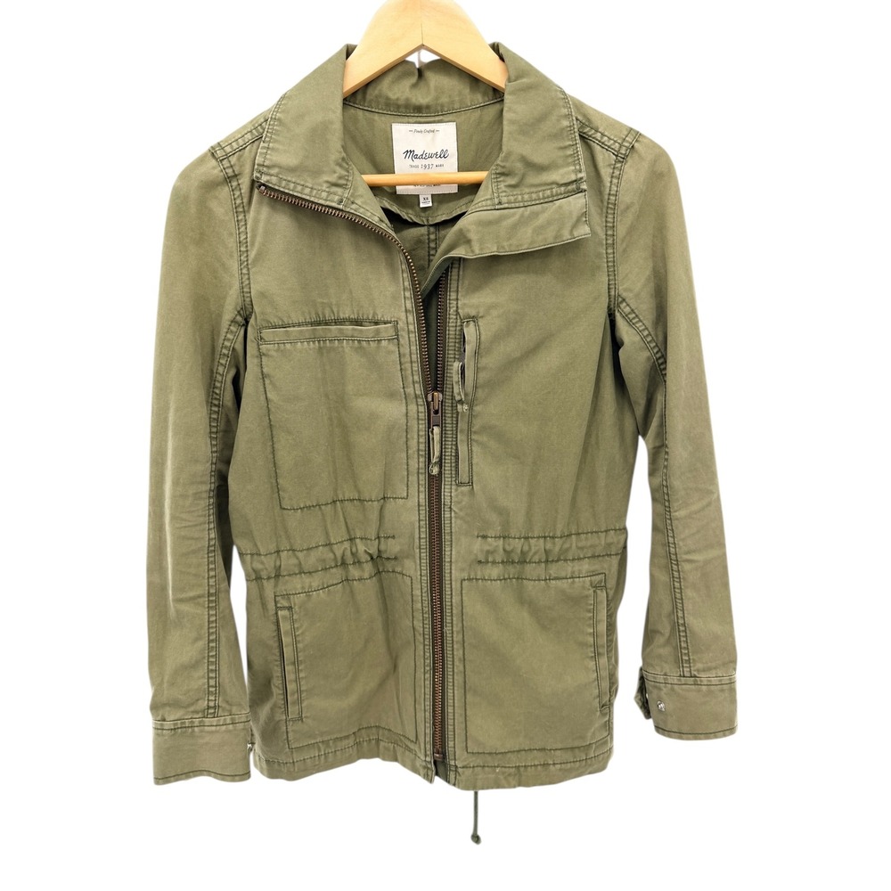 Madewell Women's Fleet Jacket Military Army Green Surplus Zip Up 4 Pocket XS‎